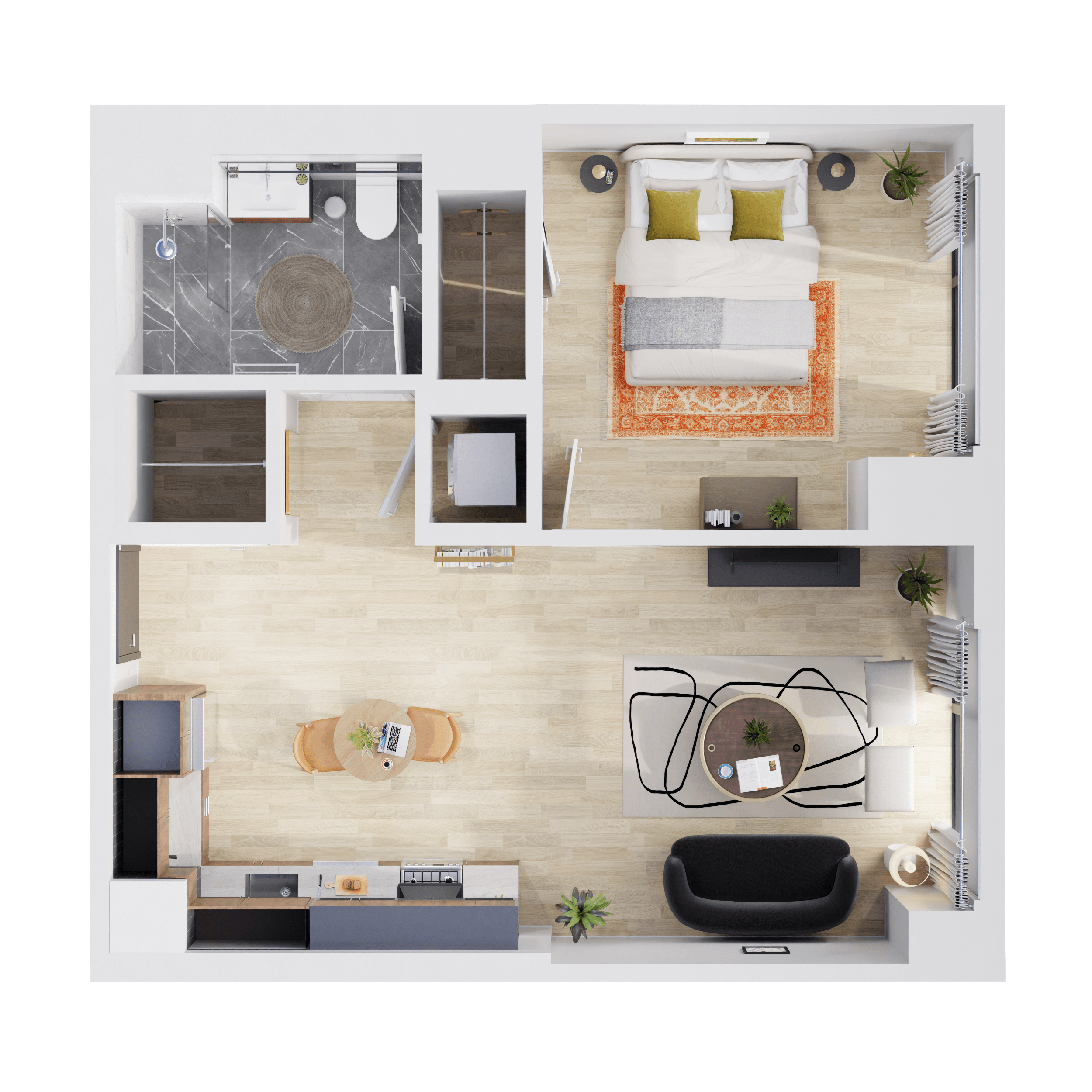 3D Floorplan image of apartment 25C